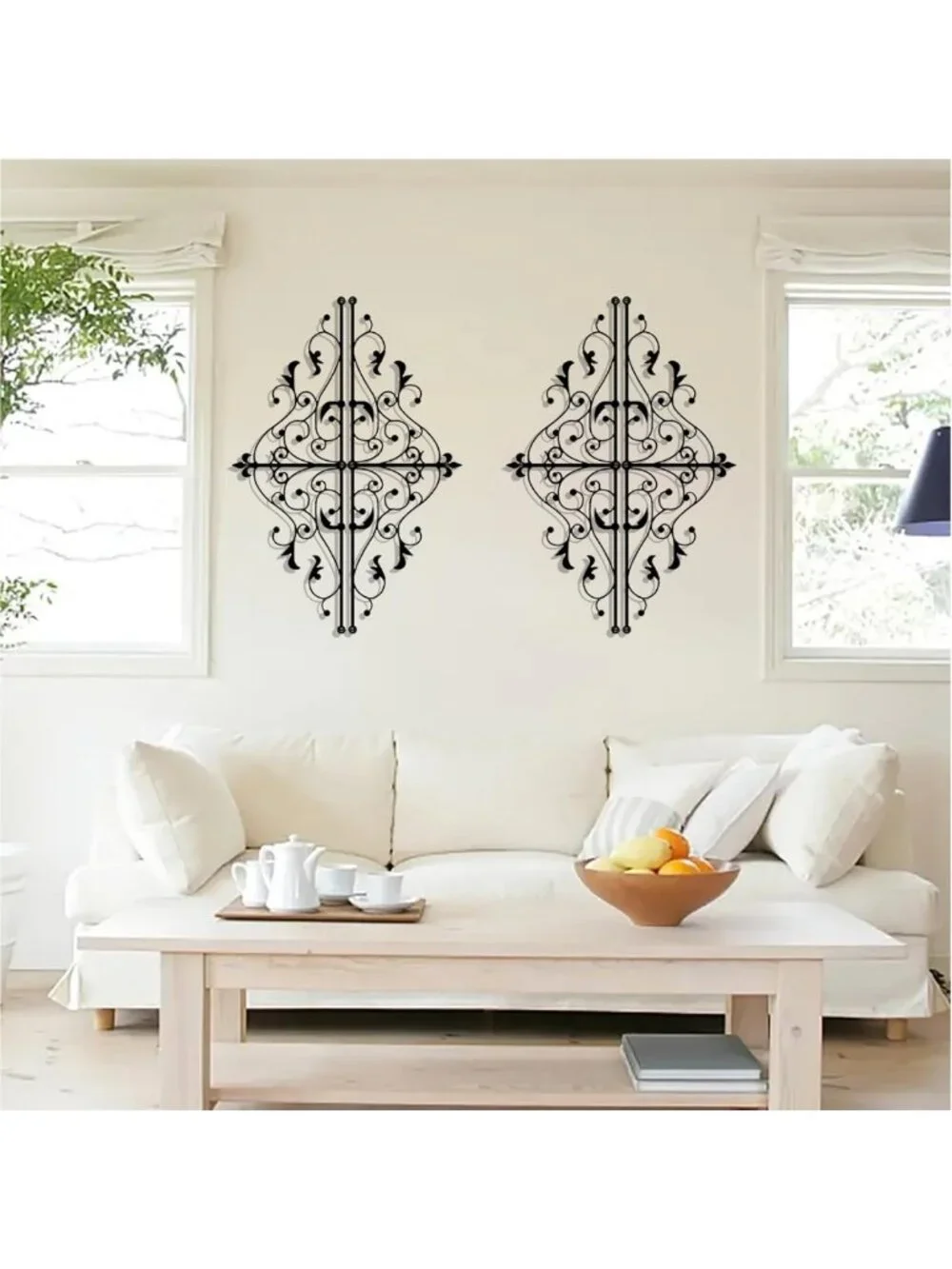 Metal Scroll Wall Decor - Arched Vine Art Hanging Sign for Home Office & Living